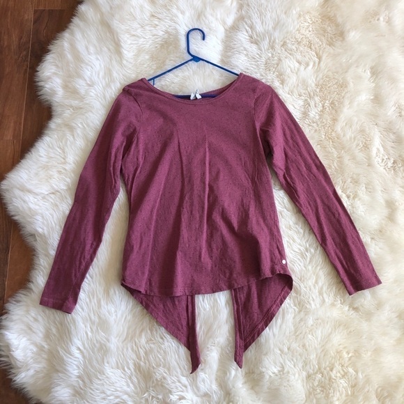 Z By Zella Scoop Neck Tie Back Tee Burgundy Top M - Picture 2 of 8